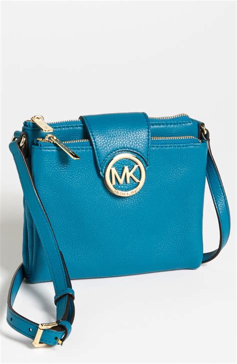 michael kors blue turquoise mk logo small leather crossbody|Michael Kors Blue Crossbody Bags .